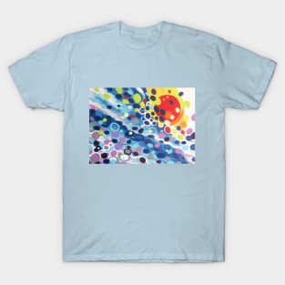 Red Circle and Pastels Abstract Art T-Shirt